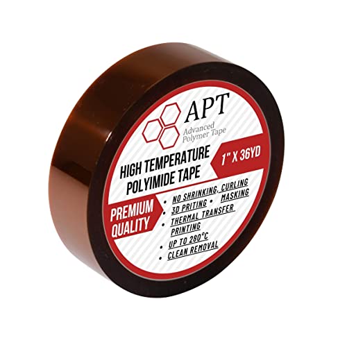 APT Advanced Polymer Tape APT, 1 mil Thick Polyimide Adhesive Tape, HighTemperature and Heat Tape, for Masking, Soldering, Electrical, 3D Printer Application. (1" x 36 yds) - Image 1