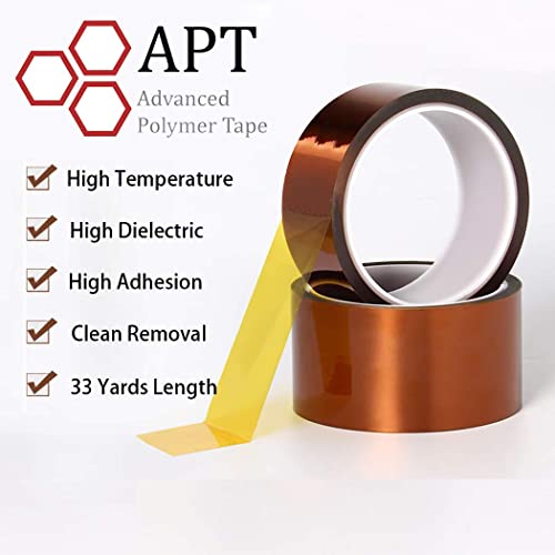 APT Advanced Polymer Tape APT, 1 mil Thick Polyimide Adhesive Tape, HighTemperature and Heat Tape, for Masking, Soldering, Electrical, 3D Printer Application. (1" x 36 yds) - Image 2