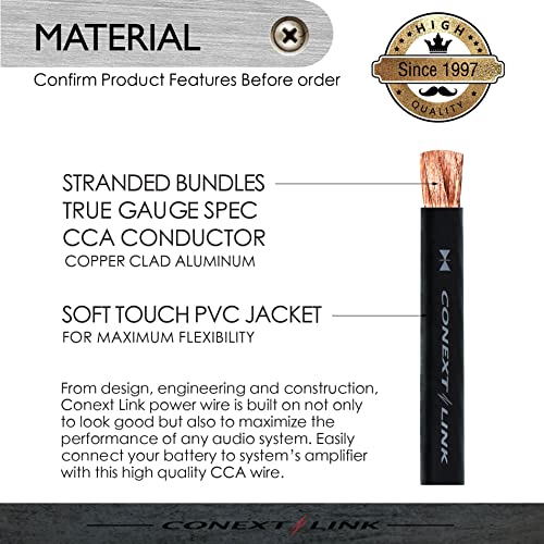 Conext Link 25 ft Black 4 Gauge Amplifier Power Ground Wire 25 Feet 4 GA AWG Amp Cable Roll - Image 2