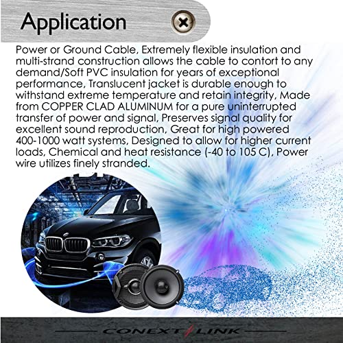 Conext Link 25 ft Black 4 Gauge Amplifier Power Ground Wire 25 Feet 4 GA AWG Amp Cable Roll - Image 5