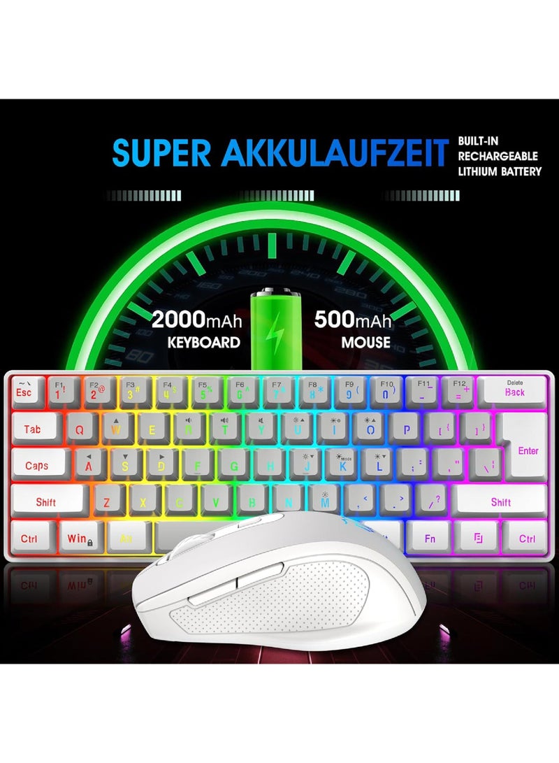Arabic English 2.4G Wireless Gaming Keyboard and Mouse Combo Include Mini 60% Mechanical Feel RGB Backlit Keyboard Ergonomic Vertical Feel Small Wireless Mouse - Image 5
