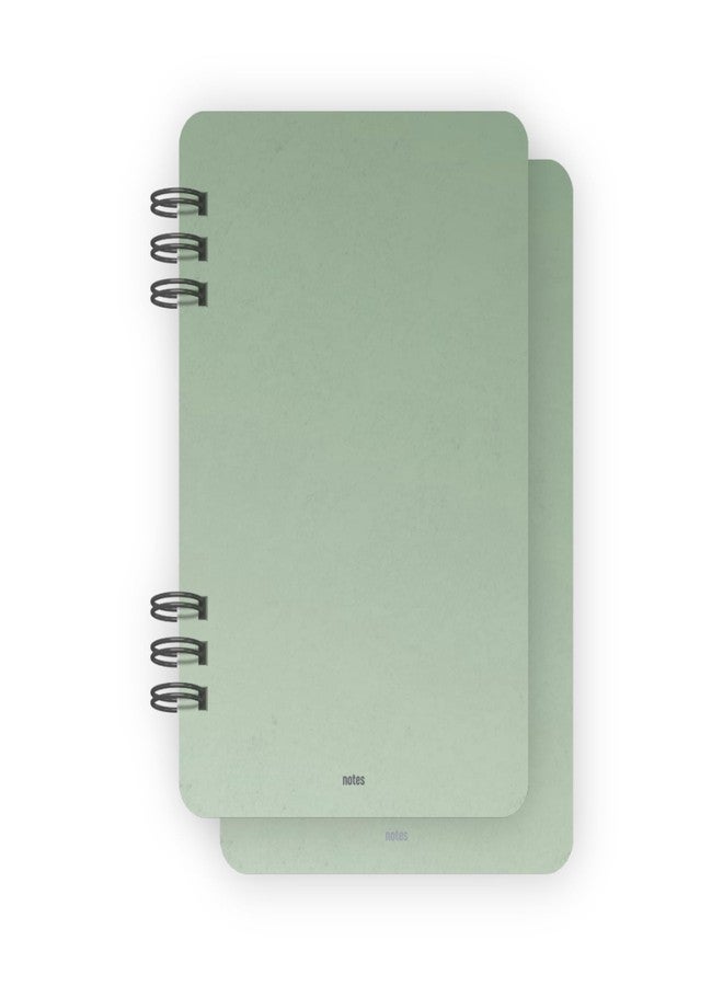 EKDALI A6 Size - Set of 2 Unruled Metal Wire Bound Pocket Size Notebooks - 100 Pages each - 85 GSM Natural Shade Paper -Sage Green Hard cover - Image 1