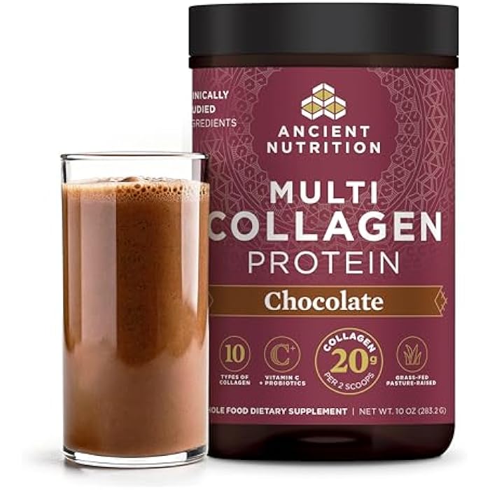 Ancient Nutrition Collagen Peptides Powder, Multi Collagen Protein, Women & Men, Vitamin C, Probiotics, Hydrolyzed Collagen, Supports Skin, Joints, Gut Health, Chocolate, 24 Servings - Image 1
