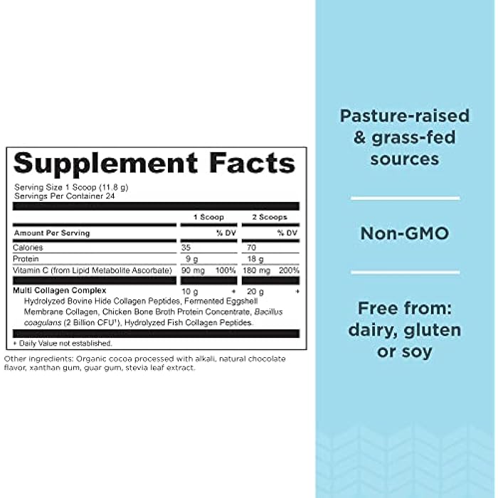 Ancient Nutrition Collagen Peptides Powder, Multi Collagen Protein, Women & Men, Vitamin C, Probiotics, Hydrolyzed Collagen, Supports Skin, Joints, Gut Health, Chocolate, 24 Servings - Image 2