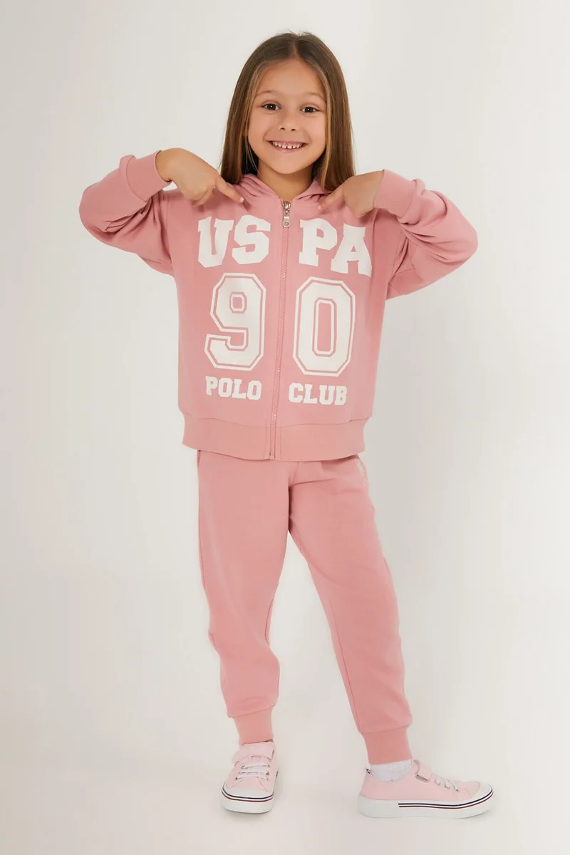 U.S. Polo Assn. BASE. Polo Assn. Naive Pink Girl's Tracksuit Set