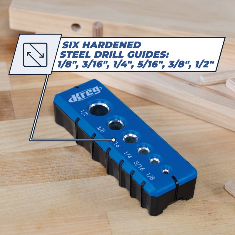 Kreg Portable Drilling Guide - 6 Hardened Drill Guides for Carpentry - Craftsman Tool Accessory - Image 3