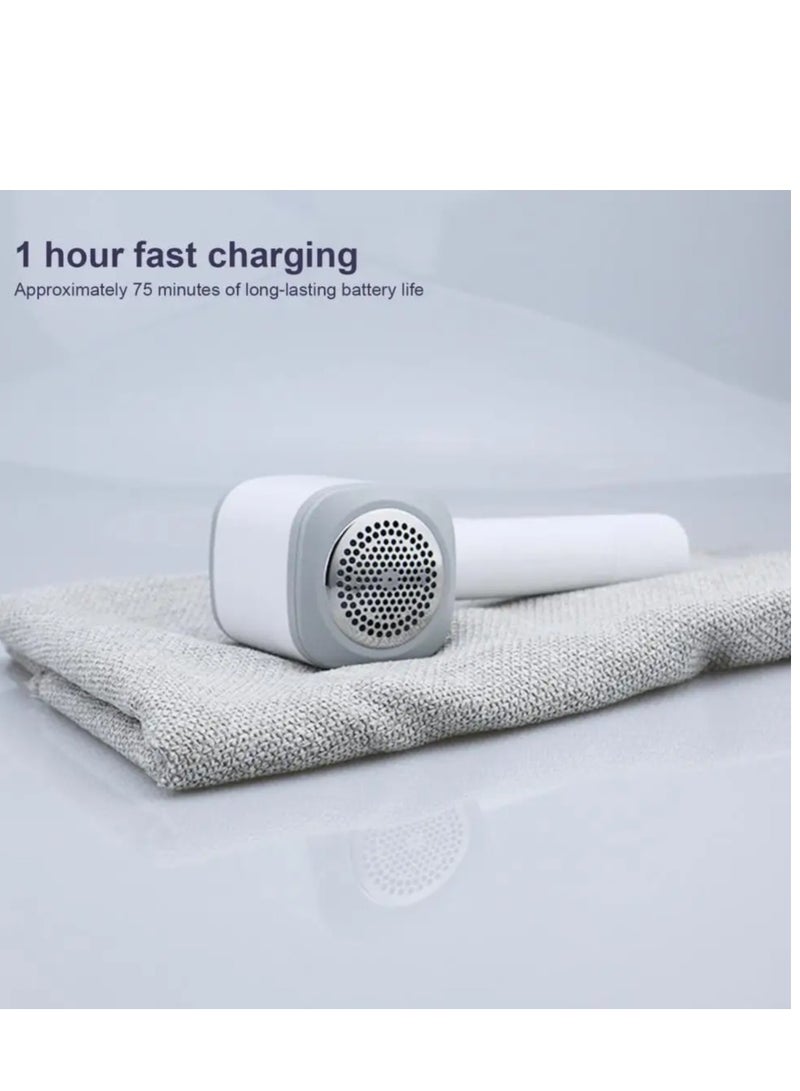 مزيل الوبر من الملابس، ماكينة حلاقة كهربائية للأقمشة، بطارية قابلة لإعادة الشحن عبر USB لإزالة الوبر من الملابس والأريكة وكرات الوبر والأثاث والبطانيات أبيض - Image 2