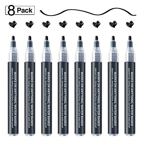 Akarued Black Acrylic Paint Markers  8 Pack Acrylic Black Paint Pen Sets For Rock Painting  Wood  Stone  Glass  Ceramic  Paper  Drawing  Art Projects  Diy Crafts  Water-Based Ink  2-3Mm Medium Tip - Image 2