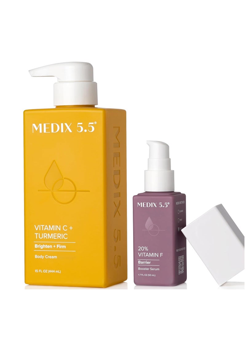 Medix 5.5 Vitamin C Cream + Vitamin F Booster Serum Body Lotion Moisturizer Skin Care Set, Firming & Brightening Cream Diminishes Uneven Skin Tone, Age Spots, Dry Skin, & Sun Damage, 2PC Bundle - pzsku/ZCD9B8EA4C90880A45A25Z/45/1741348611/3590a62b-6431-431c-b77c-d23bc450adf3