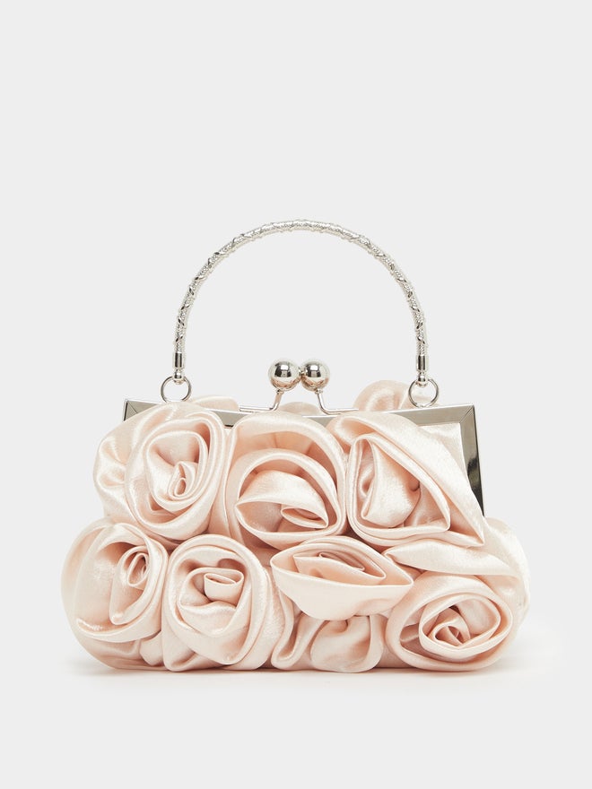 Styli Styli Rose Corsage Detail Clutch with Chain Strap - Image 2