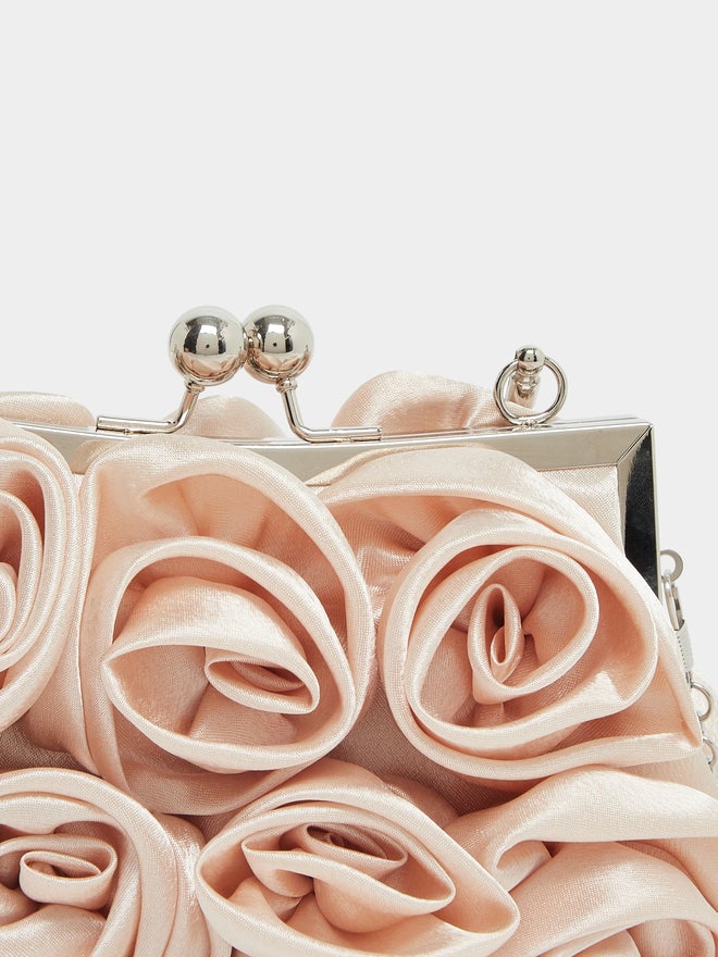 Styli Styli Rose Corsage Detail Clutch with Chain Strap - Image 3
