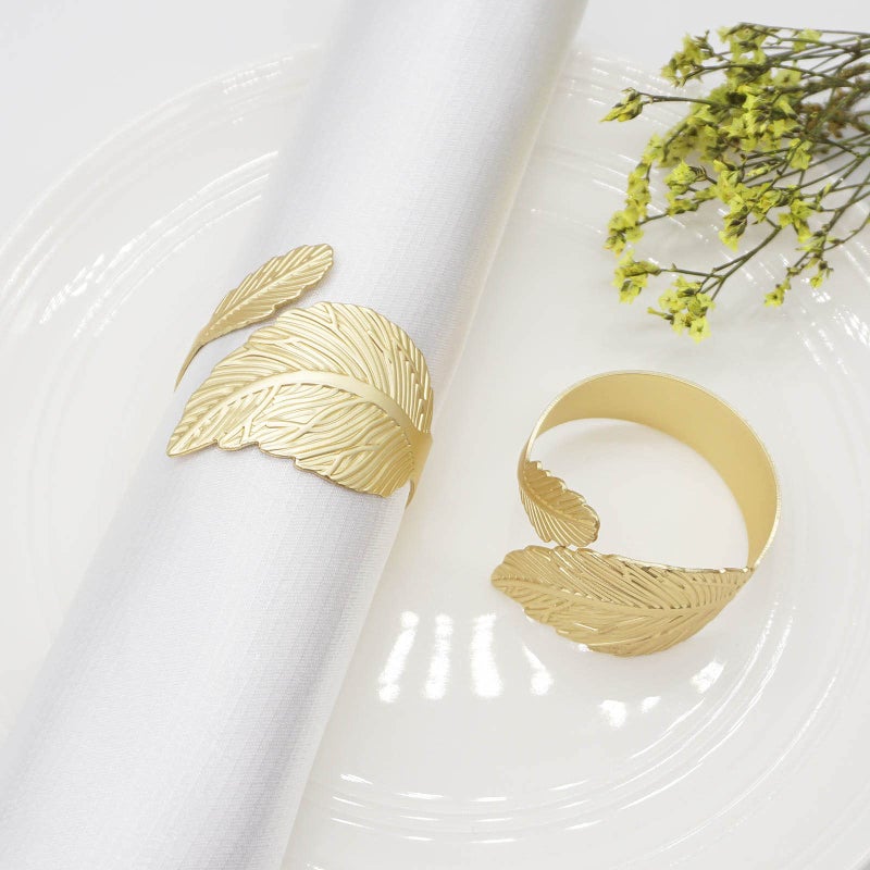 Utalek Gold Leaf Napkin Rings Set of 12 Leaves Napkin Rings for Table Setting Metal Leaf Napkin Holder Rings for Holiday PartyWedding Banquet Formal or Casual Dinning Table Decor Gold