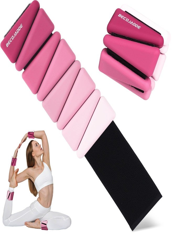 BECOJADDE Wrist Weights for Women At Home 2Lbs Ankle Weights Set of 2 Adjustable Weighted Wristbands Arm Leg Weights for Women Men Suitable for Walking Swimming Running Pilates Yoga Gym, Pink - Image 1