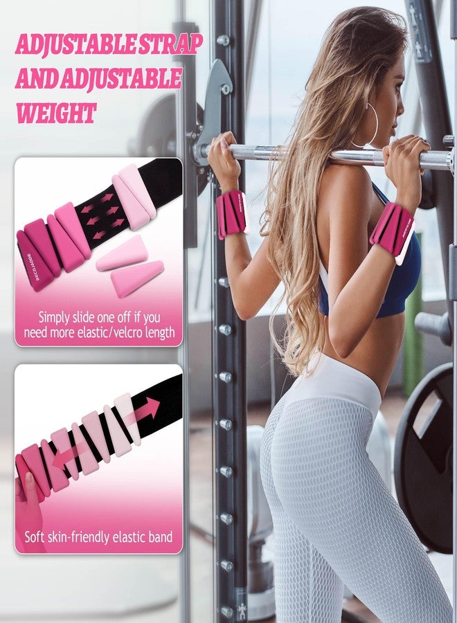 BECOJADDE Wrist Weights for Women At Home 2Lbs Ankle Weights Set of 2 Adjustable Weighted Wristbands Arm Leg Weights for Women Men Suitable for Walking Swimming Running Pilates Yoga Gym, Pink - Image 4