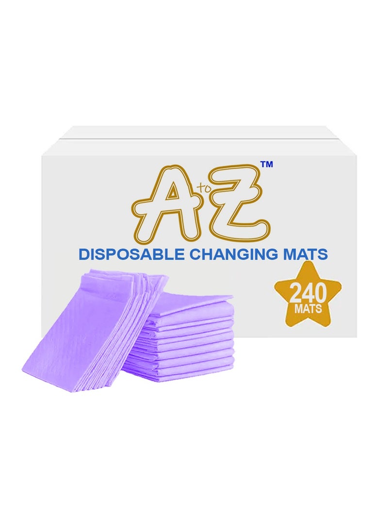 A TO Z A to Z - Disposable Changing Mat size (45cm x 60cm) Large- Premium Quality for Baby Soft Ultra Absorbent Waterproof - Pack of 240-Lavender  - Image 1