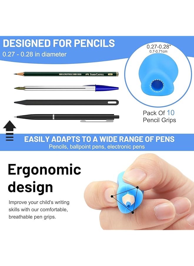 erorex - The Pencil Grip Neon Pencil Grippers 6 Pcs Pencil Grips For Kids Handwriting Ergonomic Pen Grip For Righties And Lefties Pencil Holder For Kids Adults Writing Tool With Finger 10 - Image 1