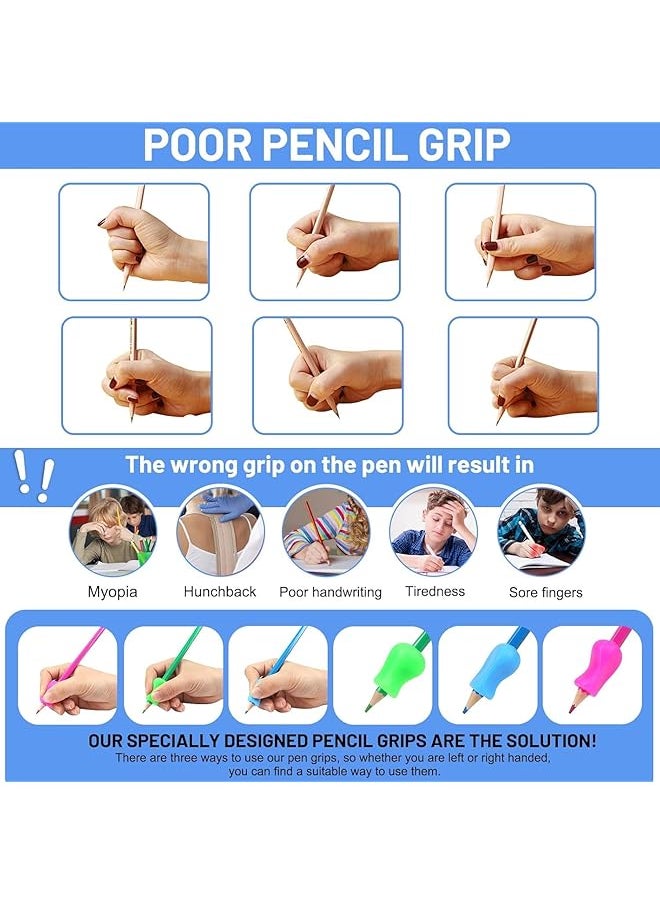 erorex - The Pencil Grip Neon Pencil Grippers 6 Pcs Pencil Grips For Kids Handwriting Ergonomic Pen Grip For Righties And Lefties Pencil Holder For Kids Adults Writing Tool With Finger 10 - Image 1