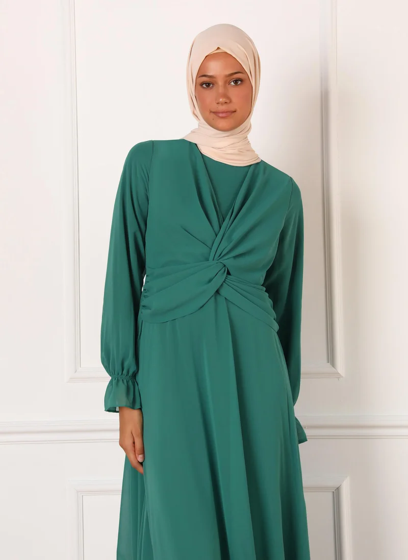 Refka by modanisa Dark Green - Evening Dresses - Refka