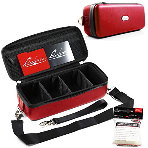 Quiver Time Red Bolt Card Carrying Case fits PM Cards and other TCG Games Storage Bag for PlayingTrading Cards and Deck Box Straps Dividers 100 Apollo Card Sleeves - Image 1