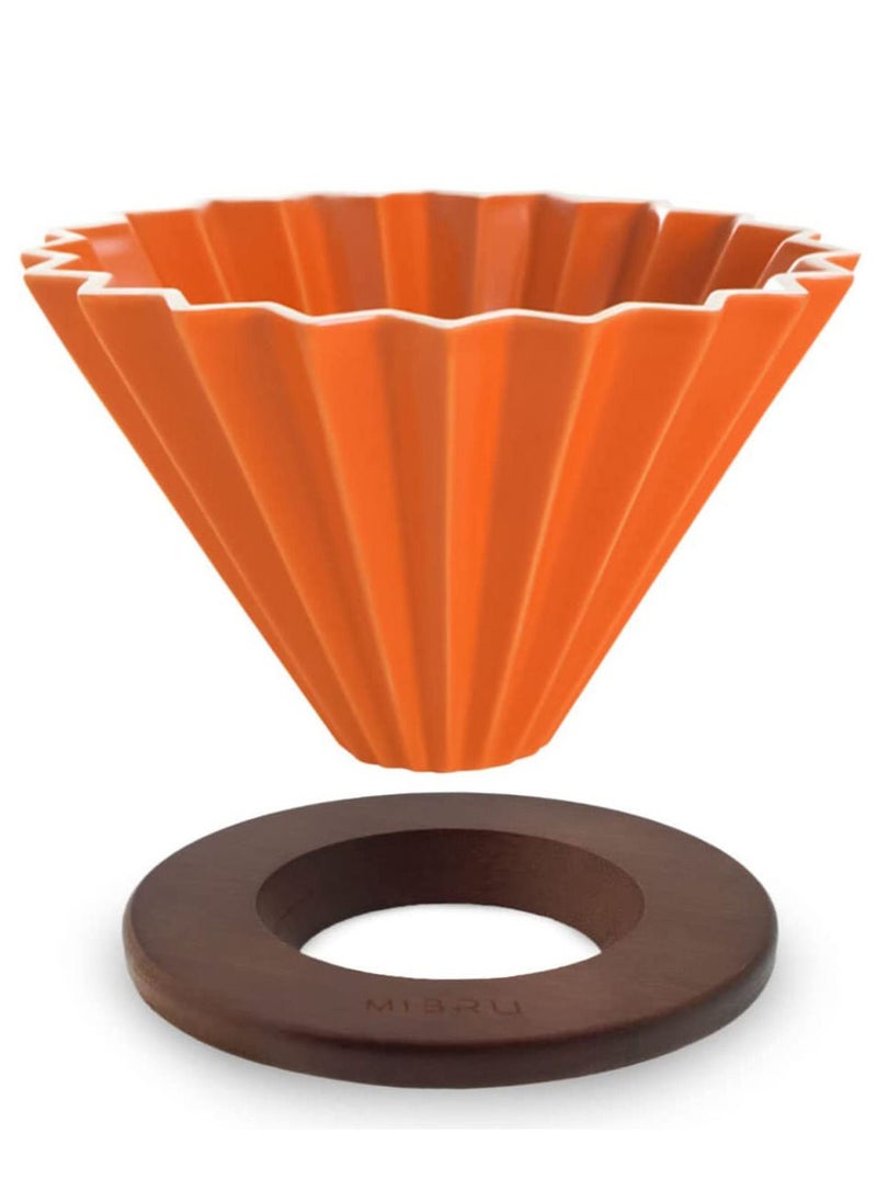 MIBRU Ceramic Coffee Dripper Origami Style Cone Filter Cup Reusable Pour Over Cafe Dripper for Home Office Restaurants 1 To 4 Cups  - Image 1