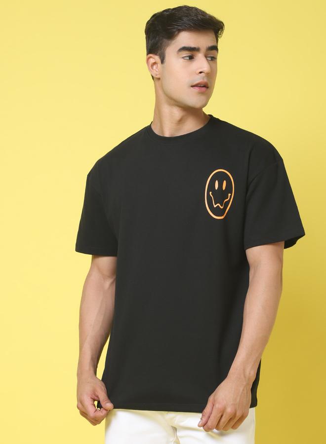 Take Two Men Black Graphic Print Oversized T-Shirt By Door74 - Image 3