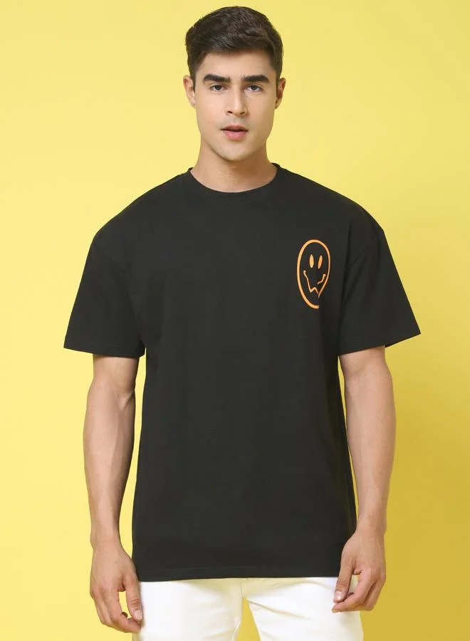 Take Two Men Black Graphic Print Oversized T-Shirt By Door74