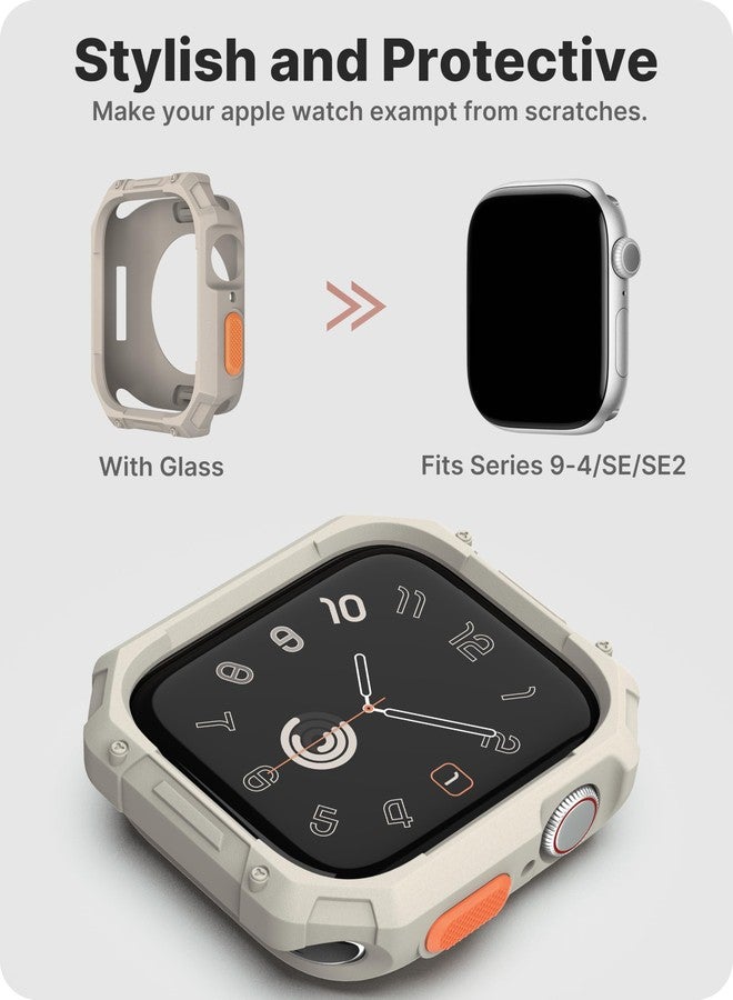 Fullmosa Bands Compatible with Apple Watch 44mm 45mm Series 9/8/7/6/5/4/SE3/SE2/SE, Rugged TPU iWatch Band with Bumper Case for Men, Black+Silver - Image 2