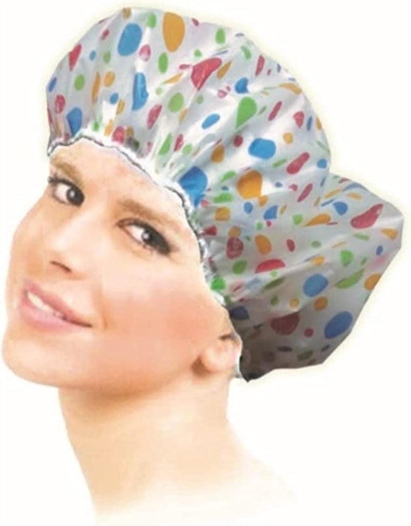 Shower Cap - VETA EGYPT - Reusable Waterproof Silicone Colorful Hair Bonnet - 1 Pc - Extra Large with Elastic Band