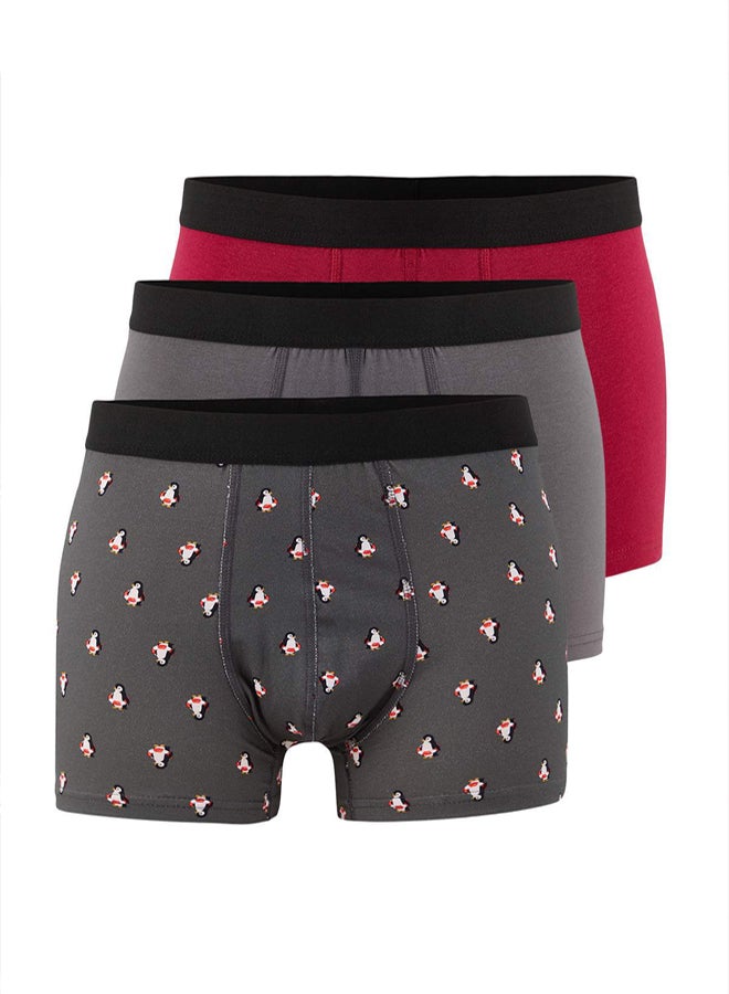 trendyol Multicolored 3Pack Patterned/Solid Cotton Boxer - Image 1