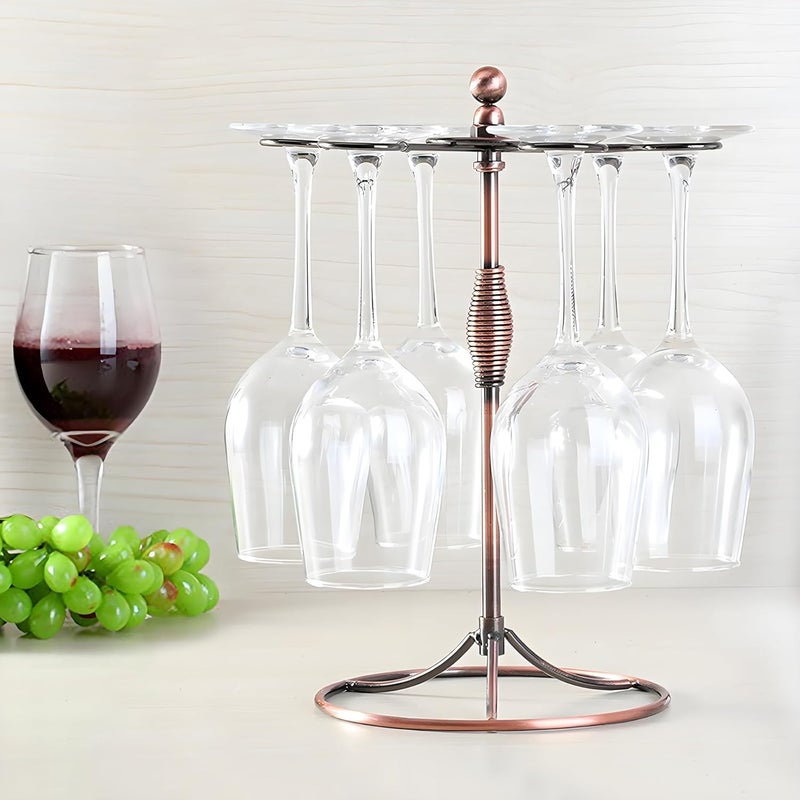 GeLive Bronze Wine Glass Holder Stand, Antiqued Countertop Freestanding Stemware Drying Rack, Artistic Tabletop Glass Display Hanger With 6 Hooks for Home and Bar Storage - Image 3