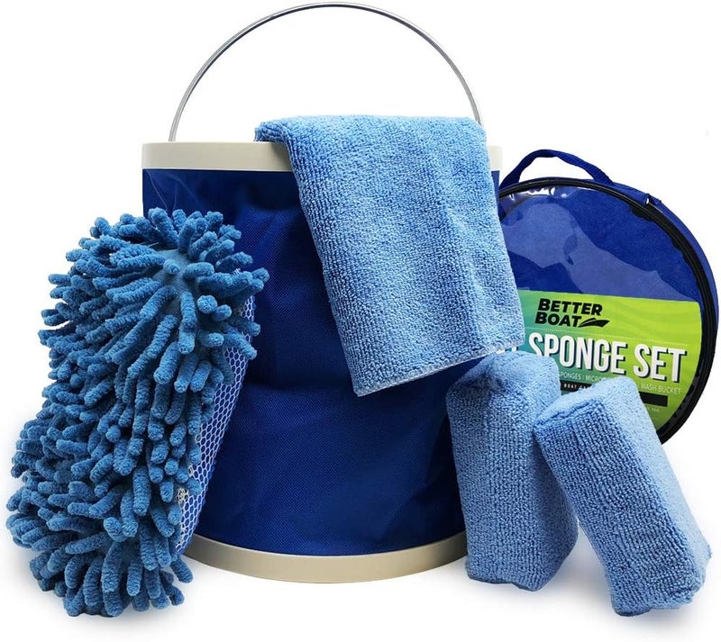 Better Boat Boat Cleaner and Car Wash Sponges, Non-Scratch Microfiber Sponge and Wash Cloths, Complete Cleaning Kit for Interior, Exterior, Seats, Fiberglass Boat Hull, and Car, Washing and Detailing Supplies - Image 1