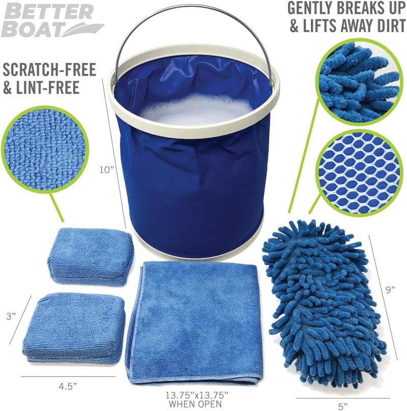 Better Boat Boat Cleaner and Car Wash Sponges, Non-Scratch Microfiber Sponge and Wash Cloths, Complete Cleaning Kit for Interior, Exterior, Seats, Fiberglass Boat Hull, and Car, Washing and Detailing Supplies - Image 2