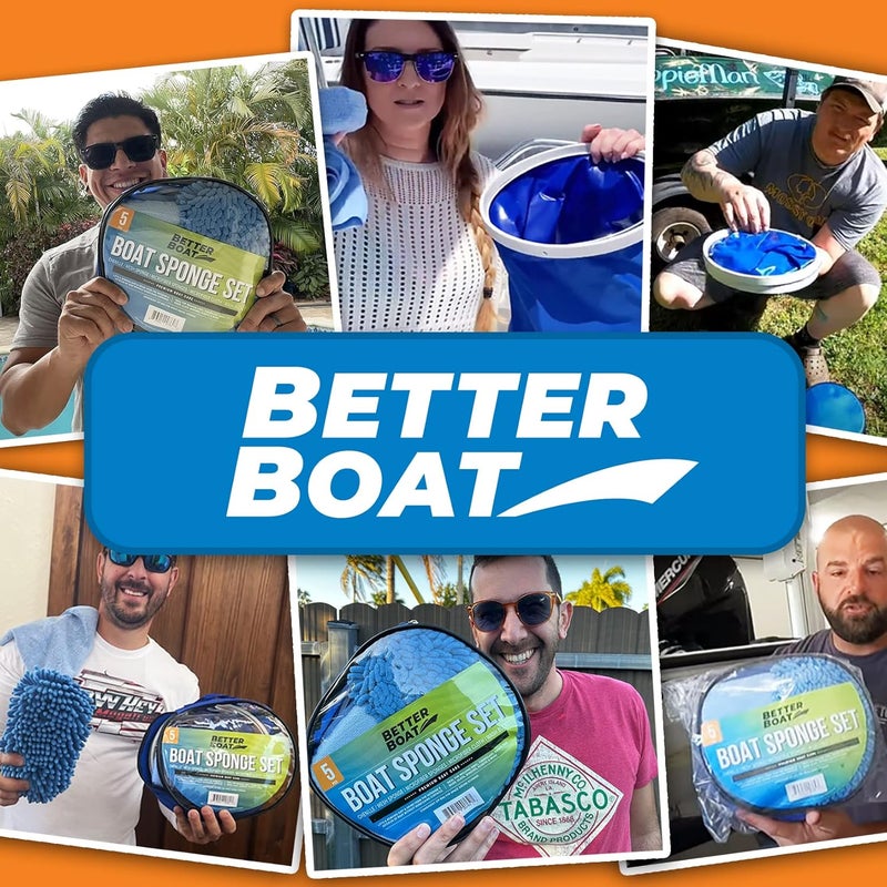 Better Boat Boat Cleaner and Car Wash Sponges, Non-Scratch Microfiber Sponge and Wash Cloths, Complete Cleaning Kit for Interior, Exterior, Seats, Fiberglass Boat Hull, and Car, Washing and Detailing Supplies - Image 3