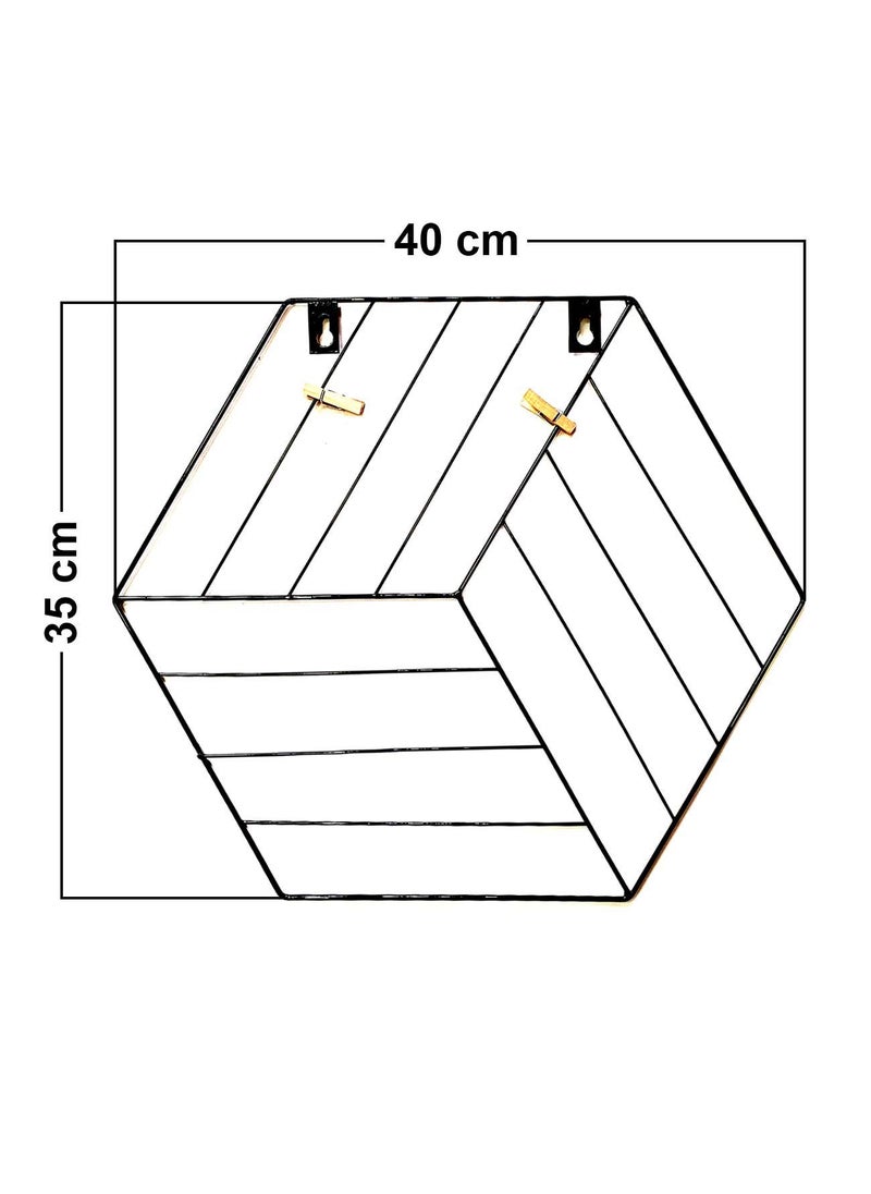 Art Street Art Street Hexagon Shape DIY Metal Photo grid wall for photo hanging, wall decoration and display (size- 35 x 40 cm) -Photo clips included  - Image 2