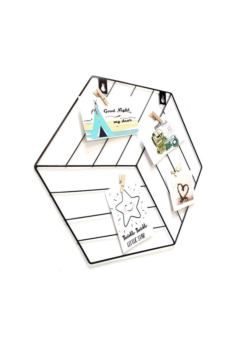 Art Street Art Street Hexagon Shape DIY Metal Photo grid wall for photo hanging, wall decoration and display (size- 35 x 40 cm) -Photo clips included  - Image 3