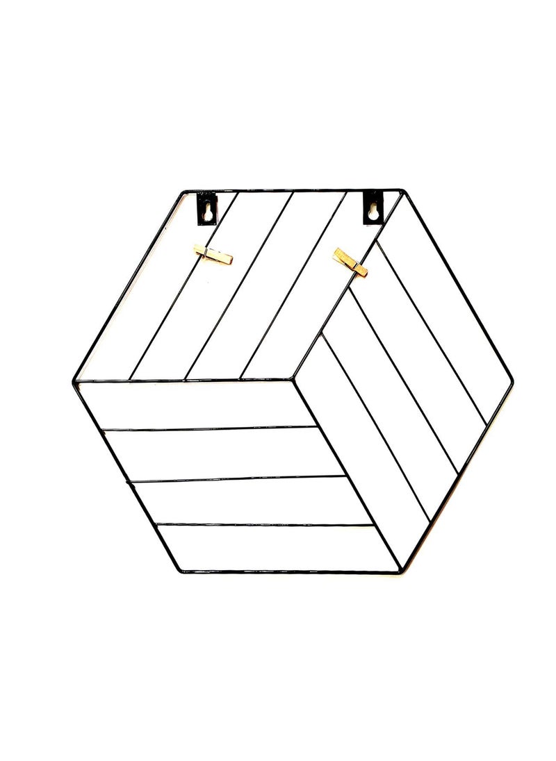 Art Street Art Street Hexagon Shape DIY Metal Photo grid wall for photo hanging, wall decoration and display (size- 35 x 40 cm) -Photo clips included  - Image 4
