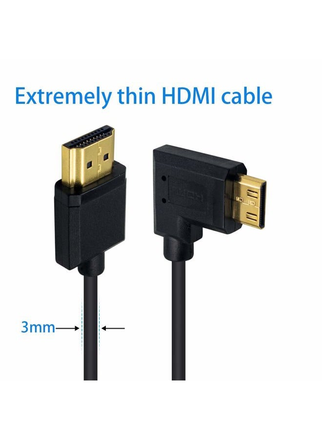 Duttek Ultra-Thin Short 90 Degree HDMI to Mini HDMI Cable 6inch/15cm, Left Angled Mini HDMI Male to A Male Cable, Support 4K@60Hz Ultra HD, 1080p, 3D for Camera, Laptop, HDTV - Image 3