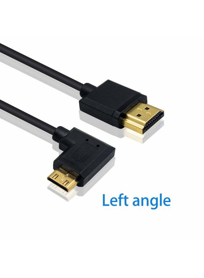 Duttek Ultra-Thin Short 90 Degree HDMI to Mini HDMI Cable 6inch/15cm, Left Angled Mini HDMI Male to A Male Cable, Support 4K@60Hz Ultra HD, 1080p, 3D for Camera, Laptop, HDTV - Image 2