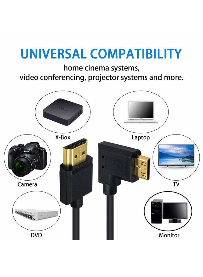 Duttek Ultra-Thin Short 90 Degree HDMI to Mini HDMI Cable 6inch/15cm, Left Angled Mini HDMI Male to A Male Cable, Support 4K@60Hz Ultra HD, 1080p, 3D for Camera, Laptop, HDTV - Image 5