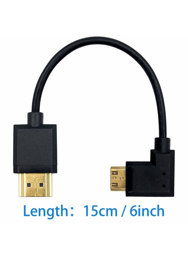 Duttek Ultra-Thin Short 90 Degree HDMI to Mini HDMI Cable 6inch/15cm, Left Angled Mini HDMI Male to A Male Cable, Support 4K@60Hz Ultra HD, 1080p, 3D for Camera, Laptop, HDTV - Image 4