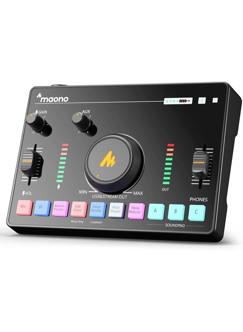 ماونو ميكسر صوت MAONO AMC2 NEO للبث المباشر مع مضخم صوت احترافي 60dB وبلوتوث وطاقة فانتوم 48V وتقليل الضوضاء وبطارية مدمجة للبودكاست والألعاب - Image 1