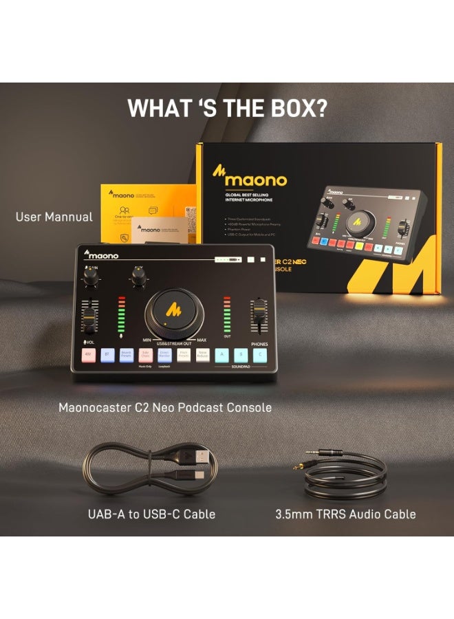 ماونو ميكسر صوت MAONO AMC2 NEO للبث المباشر مع مضخم صوت احترافي 60dB وبلوتوث وطاقة فانتوم 48V وتقليل الضوضاء وبطارية مدمجة للبودكاست والألعاب - Image 4