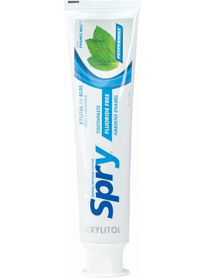 Xlear Spry Natural Xylitol Toothpaste 5oz for Adults and Kids - Fluoride Free, Gentle for Sensitive Teeth Whitening and Remineralizing, Breath Freshening, Mouth Moisturizing, Peppermint (Pack of 6) - Image 4