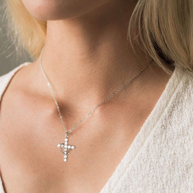 Tewiky Valentine Christian Gift Cross Necklace for women-14k Gold Plated/Silver Plated Pendant Necklaces Cute religious Trendy Necklace Baptism Jewelry for Women - Image 5
