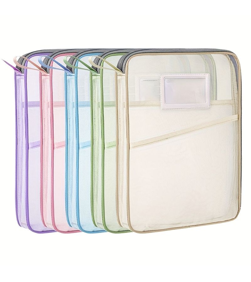 A4 Double Layer Nylon Mesh Classification Bag Blue Transparent Student Test Paper Document Book Homework Storage Organizer - Image 2