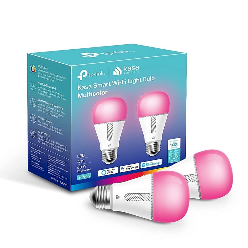 Kasa Smart Bulb, 1000 Lumens Full Color Changing Dimmable Smart WiFi Light Bulb Compatible with Alexa and Google Home, 11W, A19, 2.4Ghz only, No Hub Required (KL135P2), 2-Pack,White - Image 1