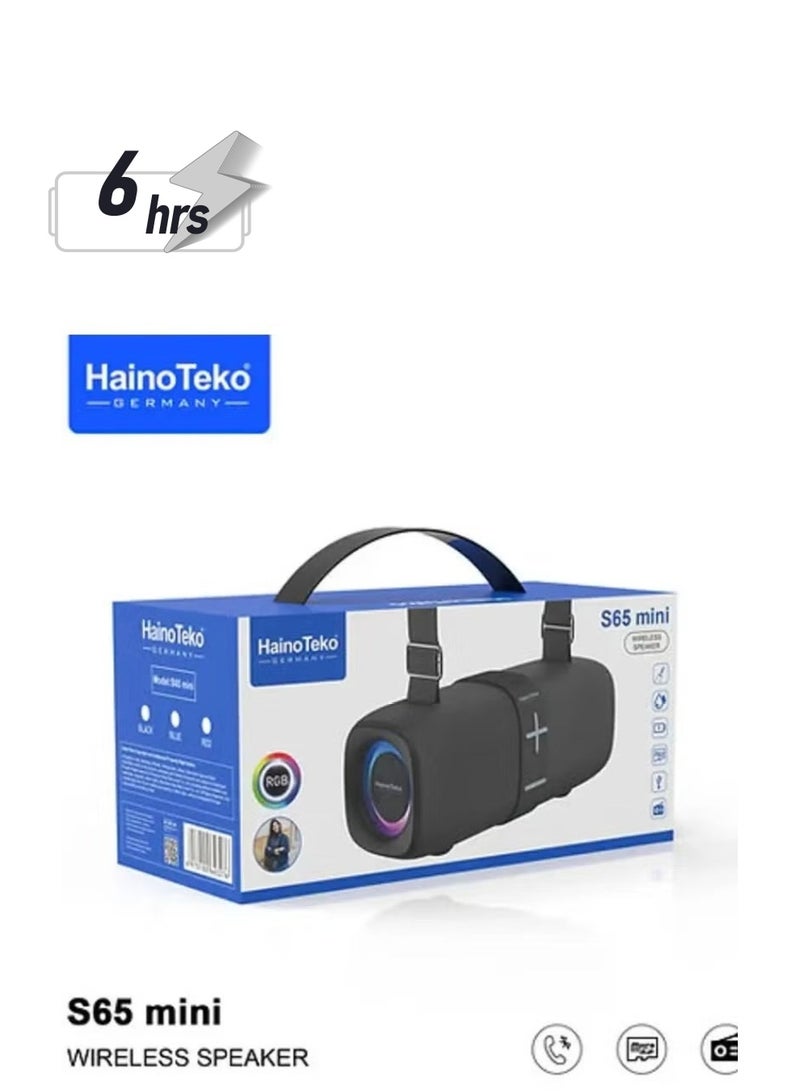 Haino Teko S65 Mini Wireless Speaker | Compact Bluetooth Speaker with High-Quality Sound, Deep Bass, Portable Design, Long Battery Life | Ideal for Music, Outdoor Adventures, and Parties - Image 1