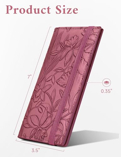 Zreal Checkbook Cover for Women & Men, Premium PU Leather Check Book Cover for Personal Checkbook, Top & Side Tear Duplicate Checks with RFID Blocking (Wine Red) - Image 3