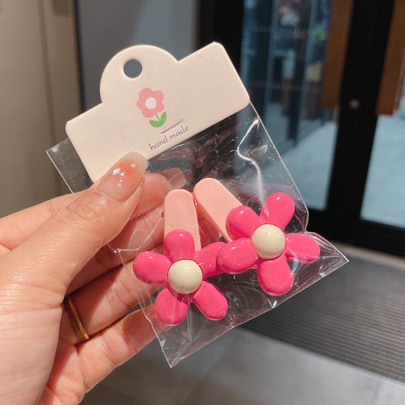Generic Childrens Hairpin Short Hair Girls Hair Break Special Hair Clip Little Girls Bangs Clip Babys Headwear Girls Hair Clip 011 rose red bag pair clip