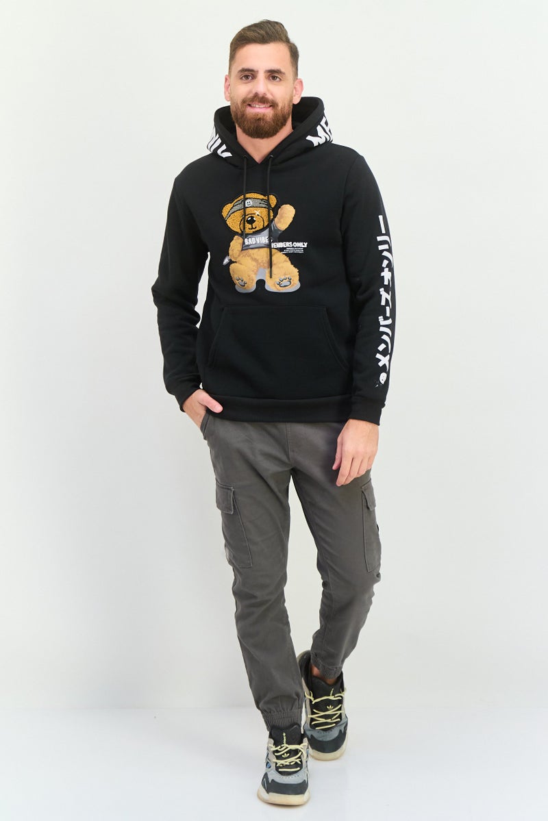 MEMBERS ONLY Men Hooded Embroidered Long Sleeves Sweatshirt, Black - Image 3